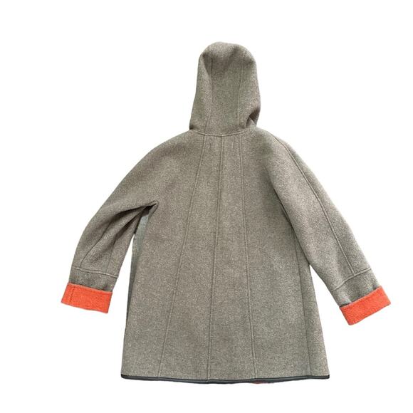 Ellen Tracy Wool Blend Hooded Car Coat Gray with Orange Lining Size 4 - Picture 5 of 12